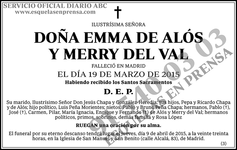 Emma de Alós Y Merry del Val